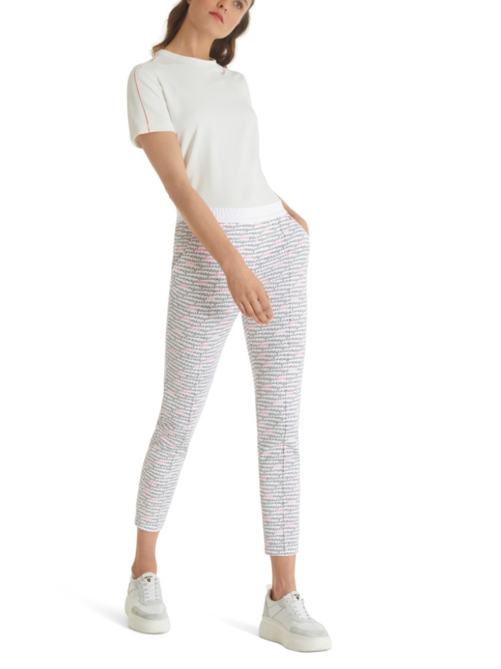 $370 MARC CAIN Scuba Jersey Jogger Love Print Off-White Black N2 NWT TC81.38 J04